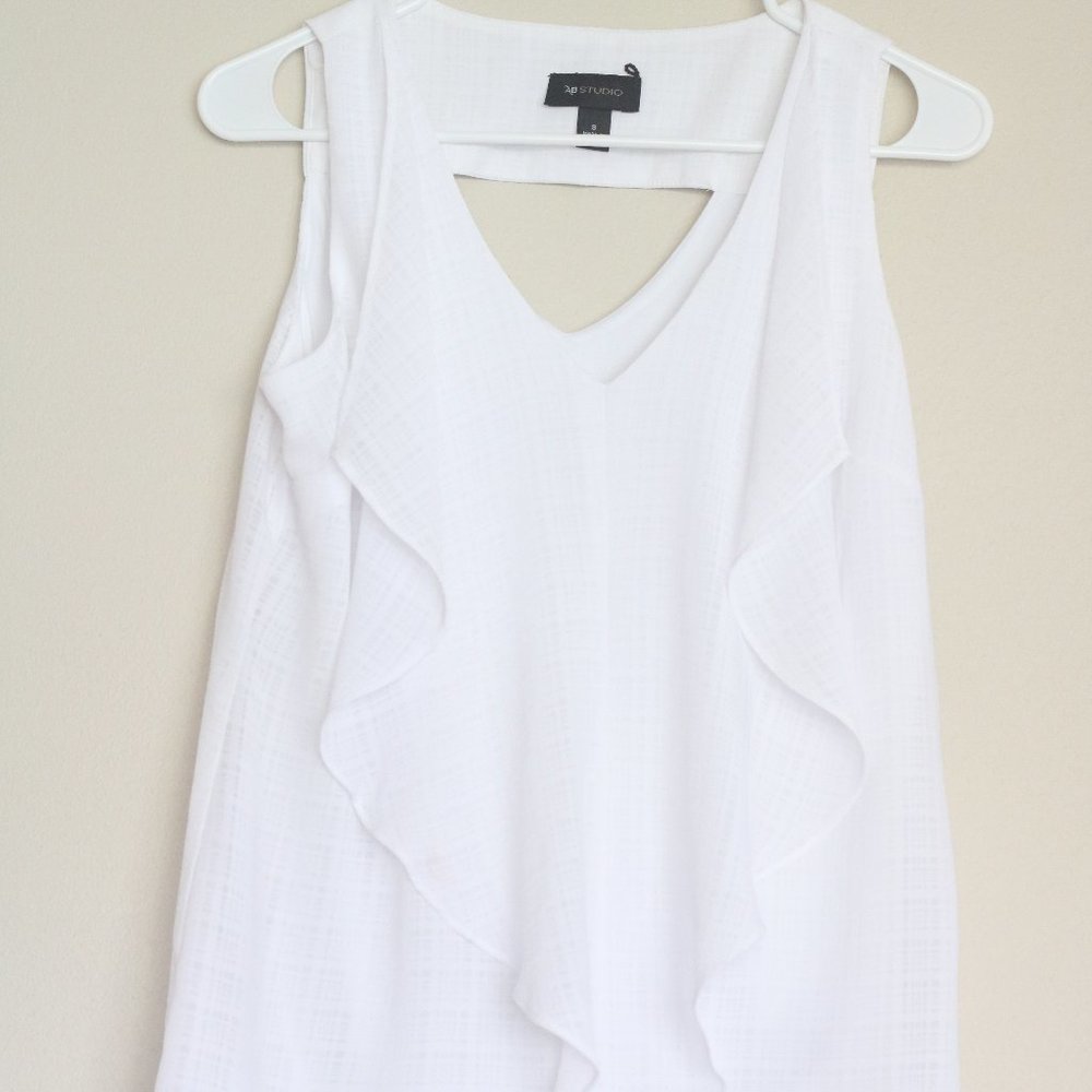 AB White Flowy Ruffle Blouse